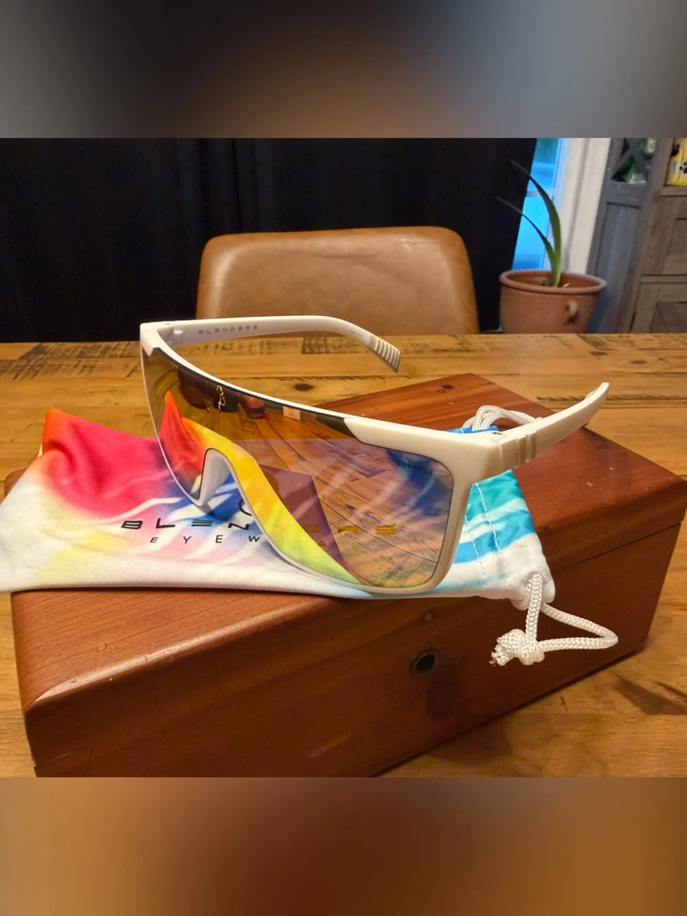 Blenders Pride III White Frame Mirrored Shield Sunglasses